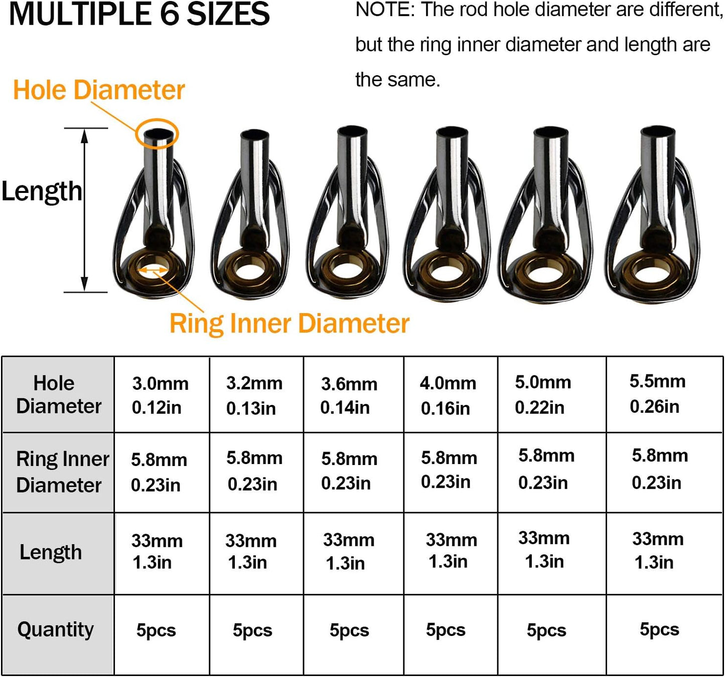 Saltwater Rod Tip Repair Kit Heavy Duty Rod Repair Kit Stainless Steel Ceramics Fishing Rod Replacement Tips 30Pcs/40Pcs