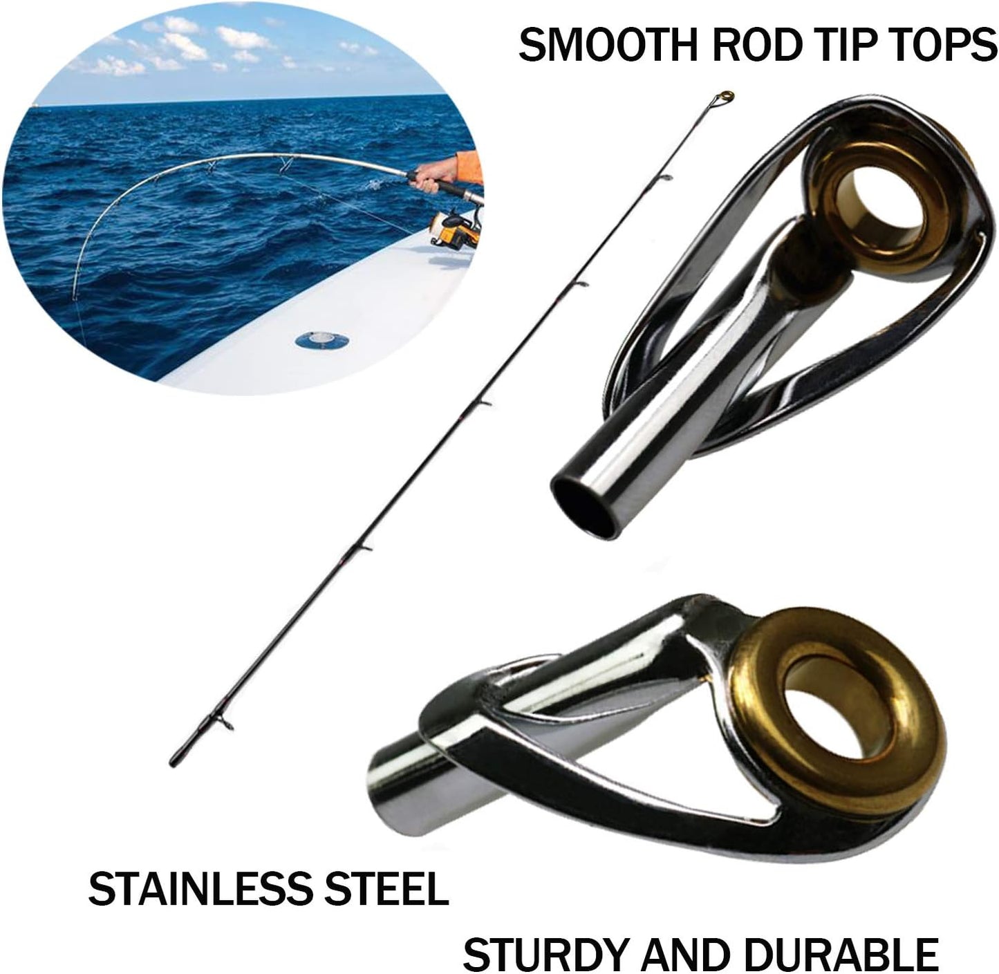 Saltwater Rod Tip Repair Kit Heavy Duty Rod Repair Kit Stainless Steel Ceramics Fishing Rod Replacement Tips 30Pcs/40Pcs