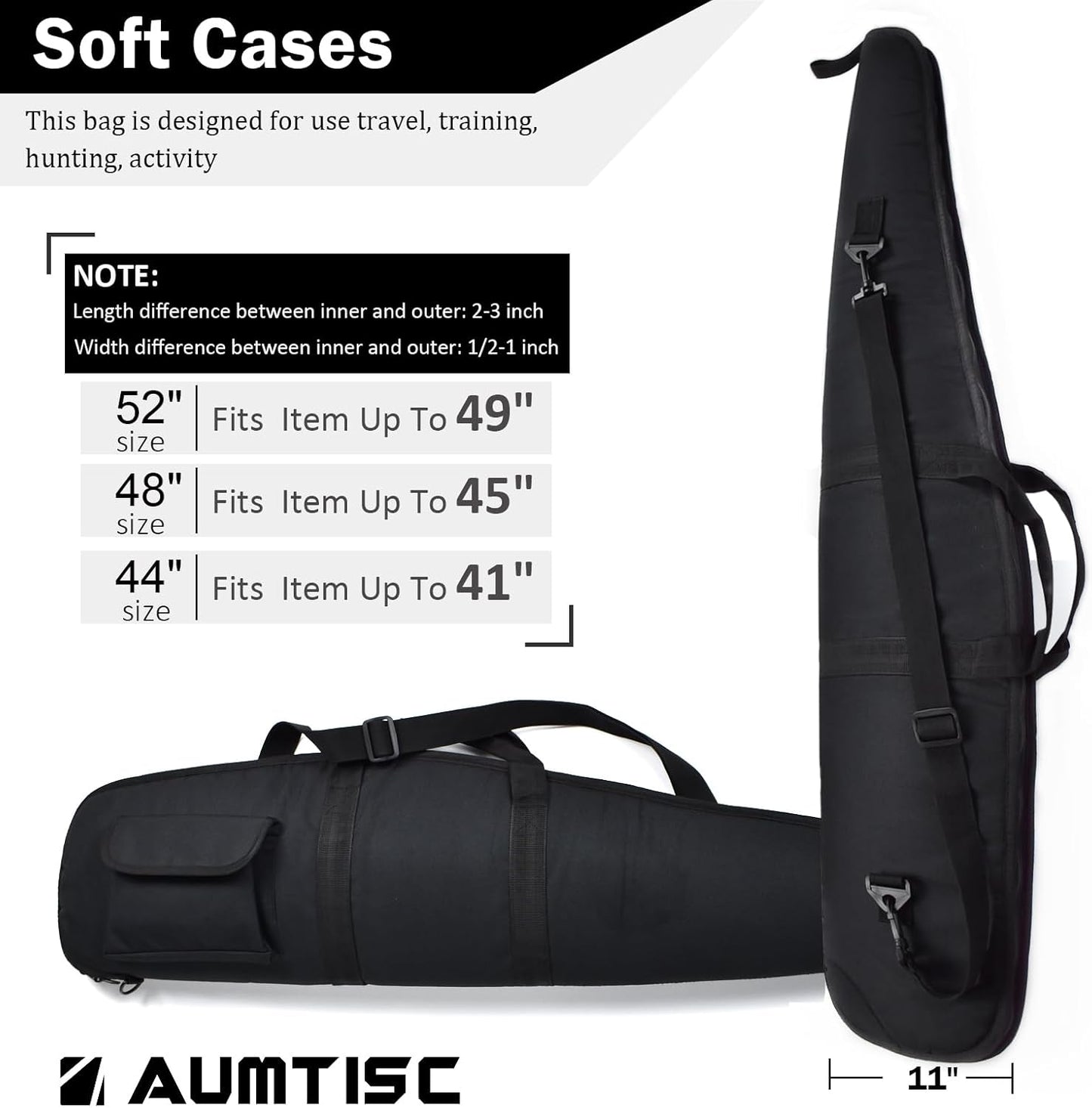 Soft Rifle Gun Case, 41/45/49 Inch Shotgun Carrying Bag for Scoped Rifles with Adjustable Shoulder Sling