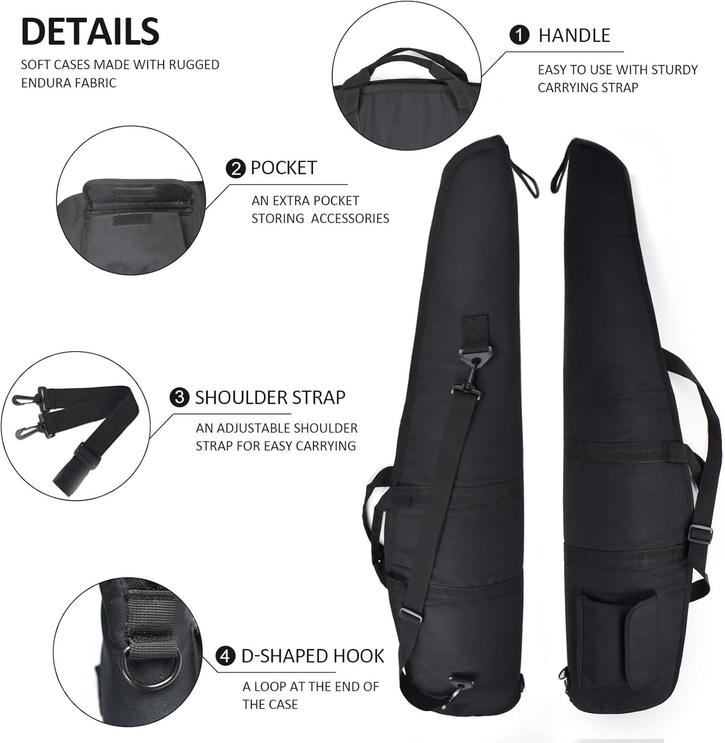 Soft Rifle Gun Case, 41/45/49 Inch Shotgun Carrying Bag for Scoped Rifles with Adjustable Shoulder Sling