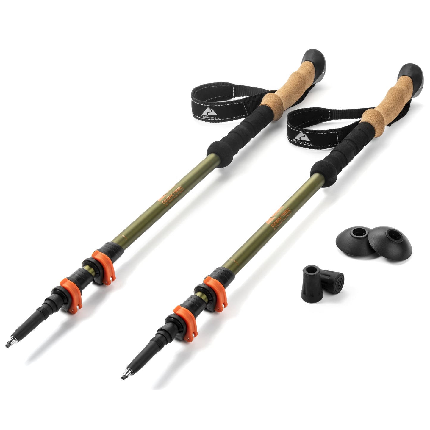 Brand Aluminum Adjustable Quick Lock Trekking Poles with Cork Grip, 2 Hiking Poles