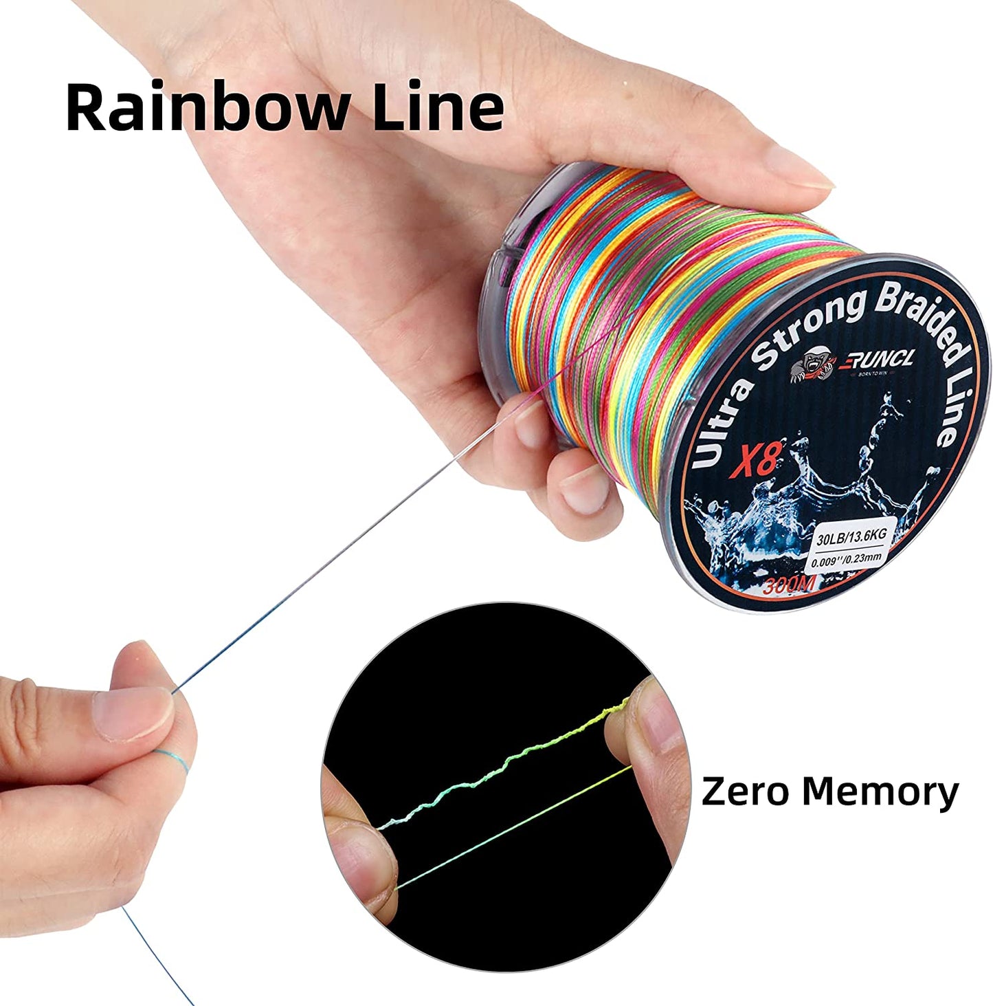8 Strands Braided Fishing Line - High Visibility Colored Braid Line, Super Strong, Abrasion Resistant, No Stretch, 328Yds/546Yds/1093Yds, 12Lb to 100Lb for Saltwater or Freshwater Fishing