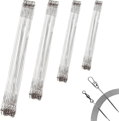40Pcs Fishing Leaders, Upgrade Stainless Steel Leader, Premium Fish Wire Leaders, High-Strength Fishing Line Leader for Saltwater and Freshwater 4 Sizes, 6/8/10/12 Inches