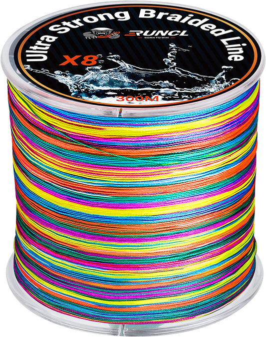 8 Strands Braided Fishing Line - High Visibility Colored Braid Line, Super Strong, Abrasion Resistant, No Stretch, 328Yds/546Yds/1093Yds, 12Lb to 100Lb for Saltwater or Freshwater Fishing